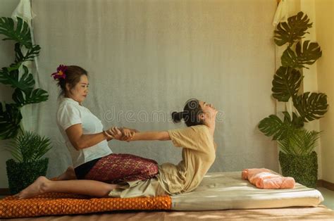 Concept Thai Massage Beautiful Asian Woman Getting Thai Herbal Massage