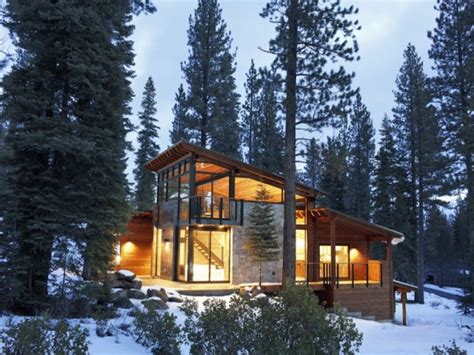 This is a retreat where one can relax, unwind and be as much a part of the landscape as possible. Mountain Cabin Lake Modern Mountain House Lake Tahoe, camp ...
