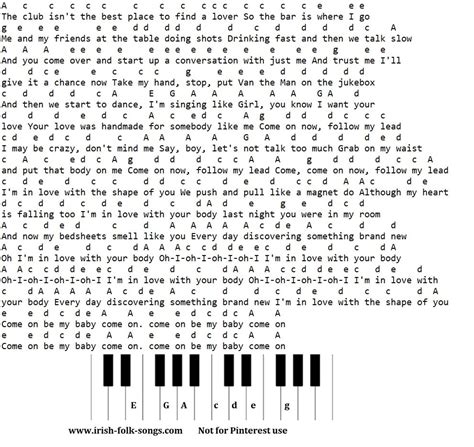 Shape Of You Easy Sheet Music And Tin Whistle Piano Letter Notes Irish Folk Songs
