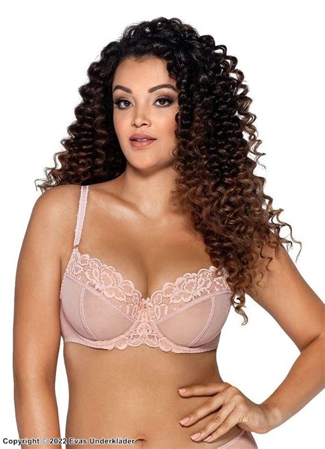 Big Cup Bra Sheer Inlays Lace Embroidery Flowers B To J Cup