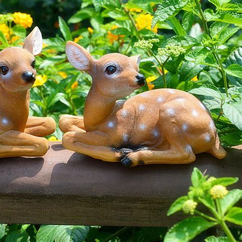Tebru 2pcs Sika Deer Statue Sculpture Ornaments Animal Model Art Craft
