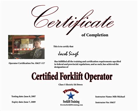 Forklift certification card templates for training institutes, training academy or employers who imbibe forklift certification / training adhering to osha guidelines. Free Printable Forklift License Template | Free Printable