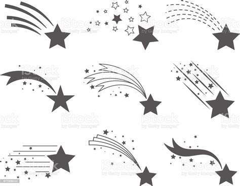 Shooting Stars With Tails Icons Stock Vector Art 672358444 Istock