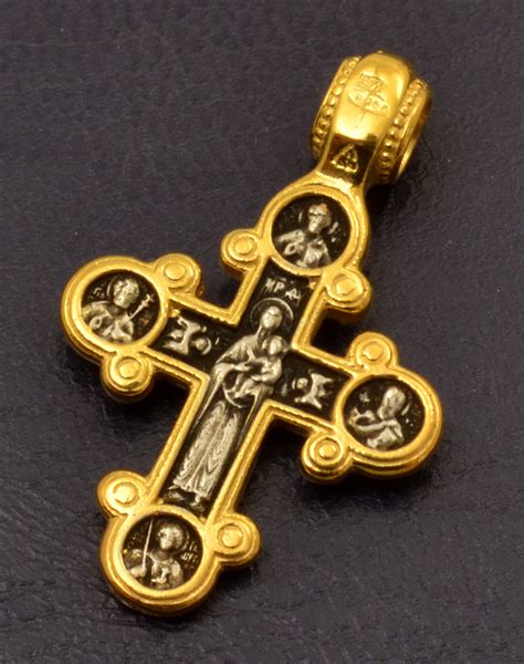 Traditional Byzantine Orthodox Silver 925 Double Faced Cross No019gp