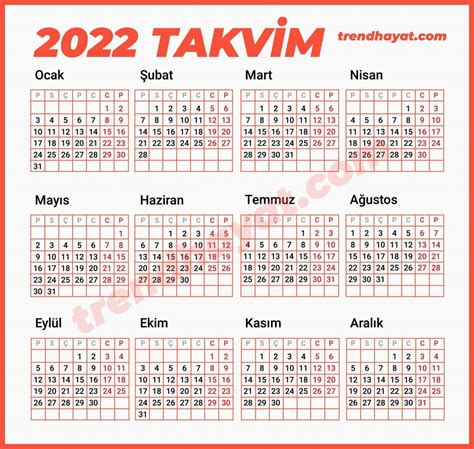 2022 RESMİ TATİL GÜNLERİ ve BAYRAM TATİLLERİ Trend Hayat