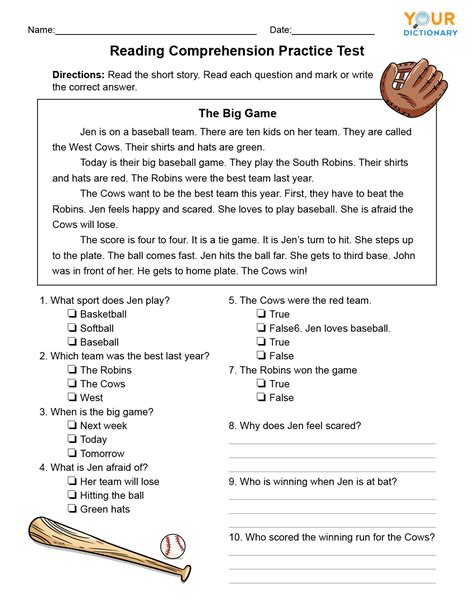 Worksheets To Printable Out For Reading Comprehension Printable Form