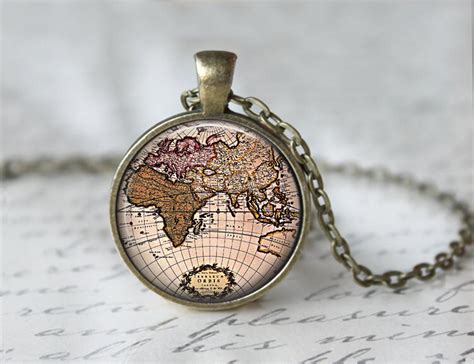 Map Necklace World Map Jewelry Globe Necklace World Etsy