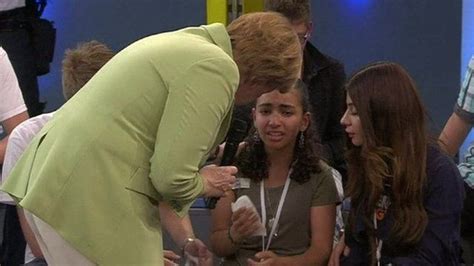 German Chancellor Criticised Over Crying Refugee Girl BBC News