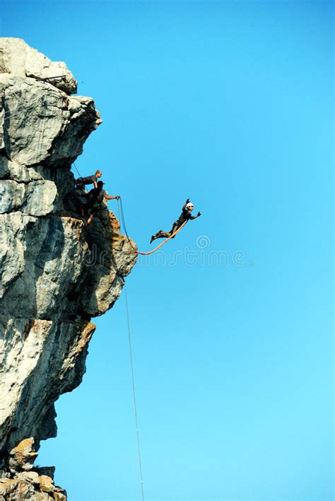 Jump Off A Cliff With A Ropebungee Jumping Stock Image Image Of
