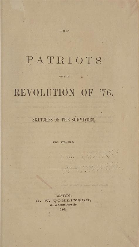 The Patriots Of The Revolution Of Sketches Of The Survivors Etc Etc Library Of Congress