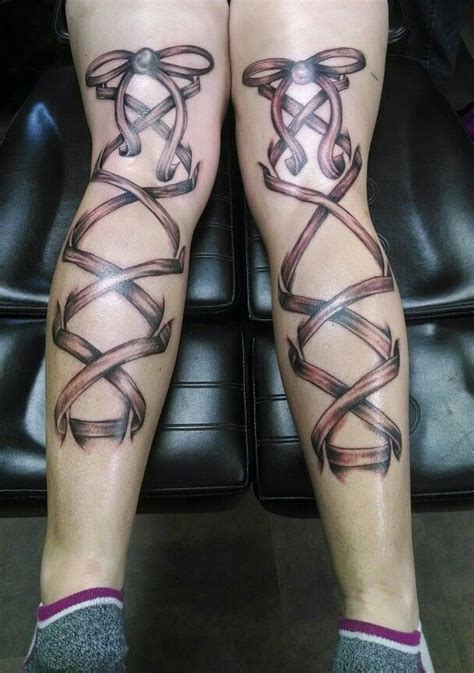 Leg Ribbon Tattoo By Bob Price Tree Tattoo Back Back Tattoo Leg Tattoos
