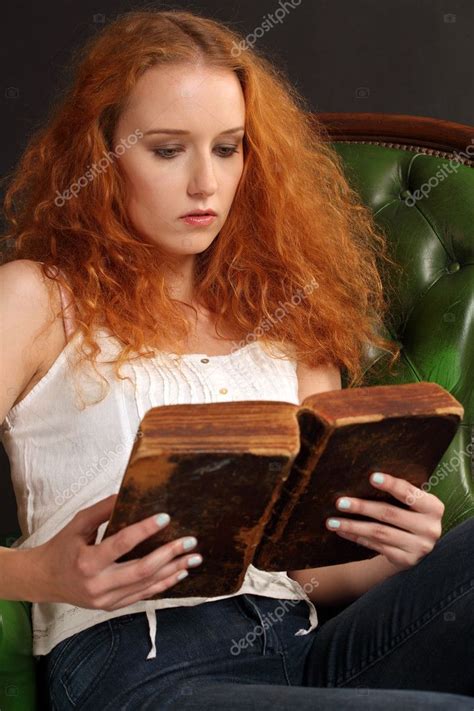 Beautiful Redhead Reading A Bible Stock Image Ad Reading Redhead