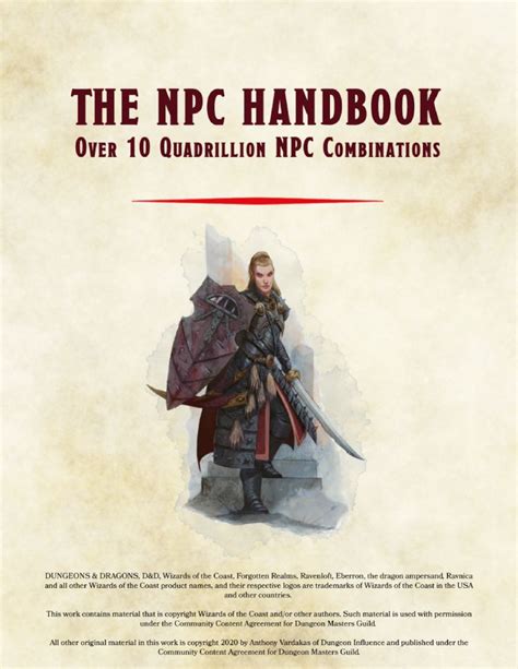 The Npc Handbook Dungeon Masters Guild Dungeon Masters Guild