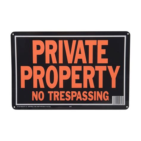 Hy Ko Aluminum Private Property No Trespassing Sign 925 X 14 Inch