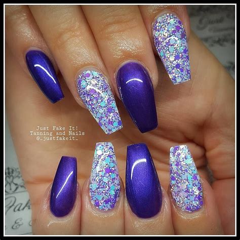 No Photo Description Available Purple Glitter Nails Purple Acrylic