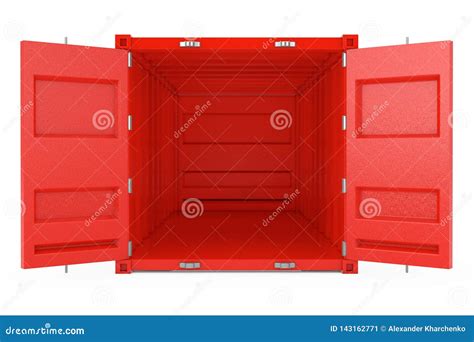 Red Cargo Shipping Container With Open Doors 3d Rendering Stock