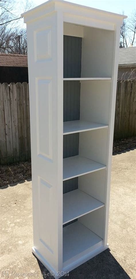 The first thing we did was cut the thank you kathy! Bi-fold door bookshelf | Diy furniture, Home projects, Repurposed furniture