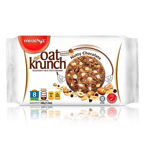Munchy's oat krunch deliciously fun & tasty crackers (dark chocolate). Munchy's Oat Krunch Nutty Chocolate Cookies (208 g) - Send ...