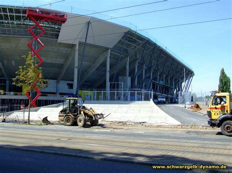The stadium has a capacity of 32066 and is regularly filled by keen home fans, excited to cheer on their team. Construction: Rudolf Harbig Stadion (Stadion Dynamo ...