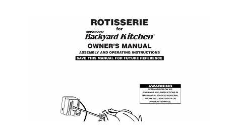 brinkmann rotisserie user manual