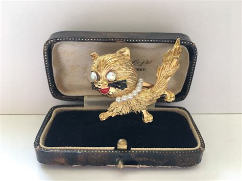 Vintage Cat Brooch Cat Brooch Cat Jewellery Gold Cat Brooch Cat