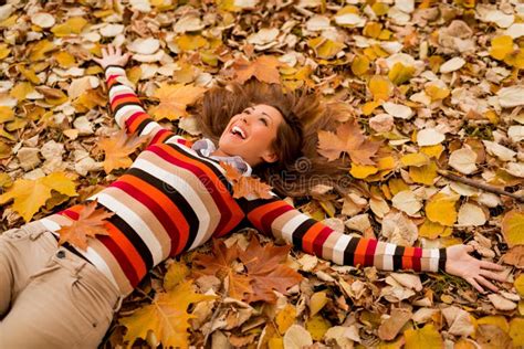 Autumn Fun Stock Photo Image Of Girl Season Leaves 77668360
