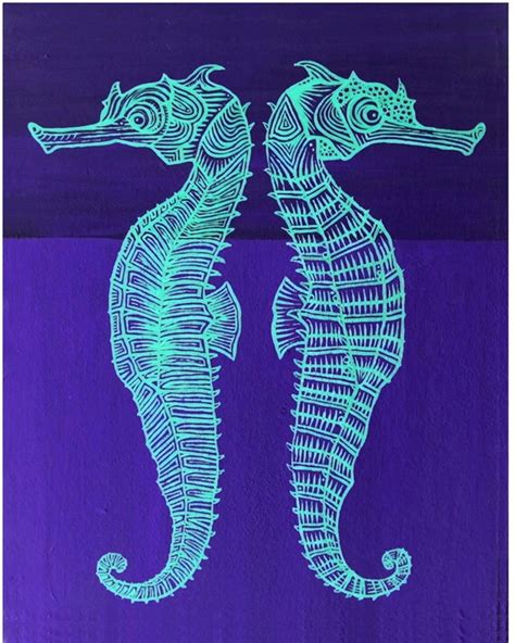 Items Similar To Seahorse Print Seahorse Painting Geometric Seahorse