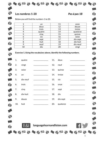 Les Nombres Numbers Teaching Resources French