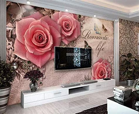 Floral Wallpaper Pink Rose Wall Mural Lux Diamond Wall Art British Home