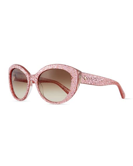 kate spade new york sherrie cat eye sunglasses pink glitter neiman marcus
