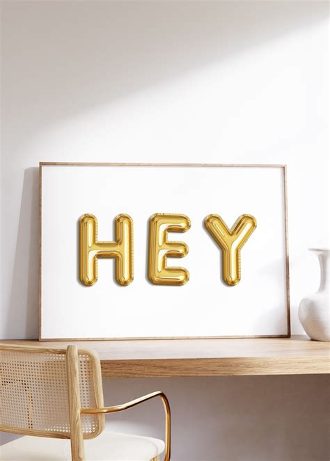 Hey Wall Art Print Hello Sign Hello Sign Entryway Dorm Room Large Wall