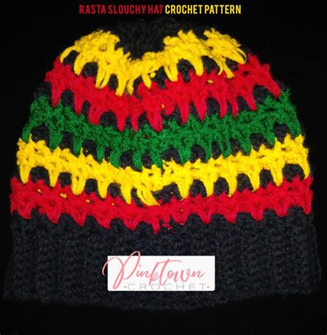 Rasta Slouchy Hat Crochet Pattern Bob Marley Style Pinktown Crochet