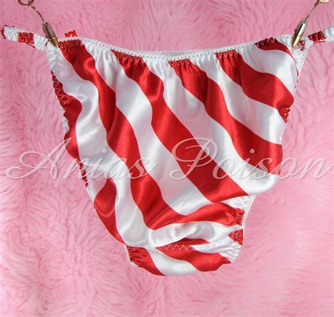 Sissy Satin Mens Panties Christmas Candy Cane Red White Silky Etsy