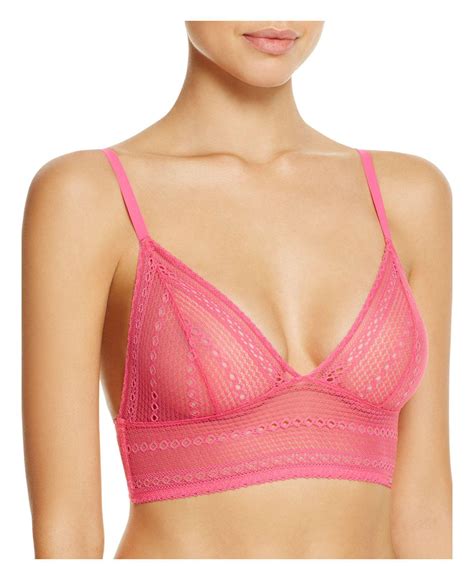 Calvin Klein Sheer Lace Triangle Bralette In Pink Lyst