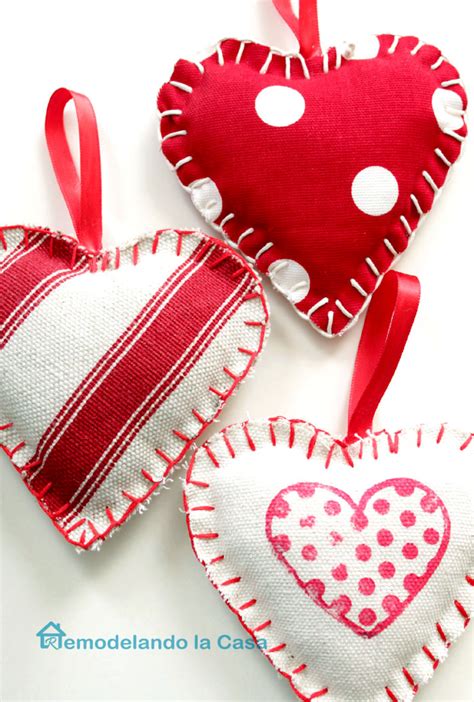 Fabric Heart Ornaments Remodelando La Casa
