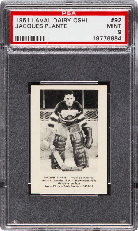 Jacques Plante Hockey Card 1951 Montreal Royals Laval Dairy Card 92