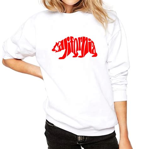 Top Brand Hipster Women Sweatshirts Red California Bear Hoodies Printed