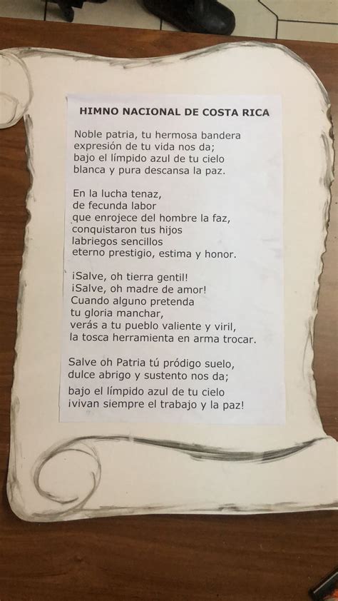 Letra Del Himno Nacional De Costa Rica Images And Photos Finder