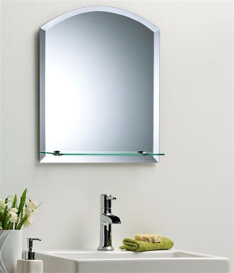 Bathroom Wall Mirror Modern Stylish Arch With Shelf And Bevel Frameless Plain Ebay