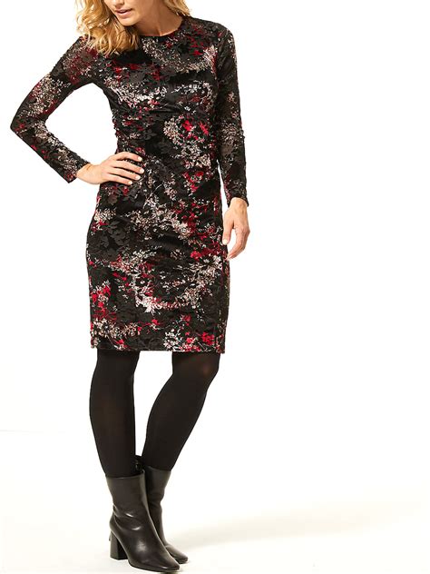 Marks and Spencer - - M&5 BLACK Floral Print Long Sleeve Bodycon Dress ...