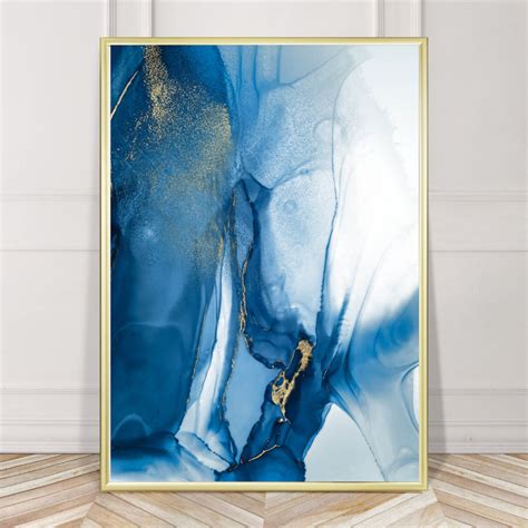 Blue Gold Painting Print Fine Art Abstract Wall Art Etsy UK