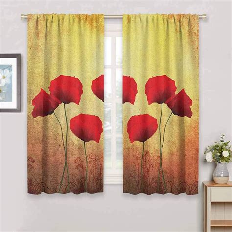 Jinguizi Poppy Curtain Panels Poppies On Old Aged Retro Featured