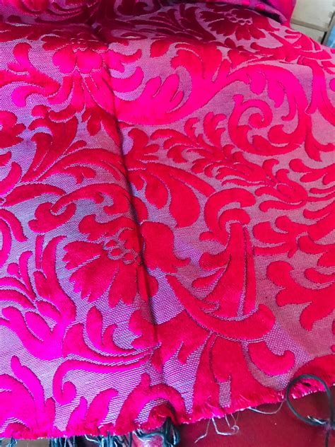 Vintage Cut Velvet Fabric Panel Large Fragment Voided Velvet Fabric