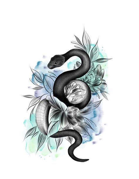 Watercolor Snake Tattoo Snake Tattoo Design Fantasy Tattoos