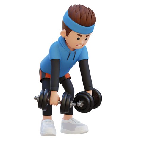 3d Sportsman Character Performing Dumbbell Bent Over Reverse Fly 30775187 Png