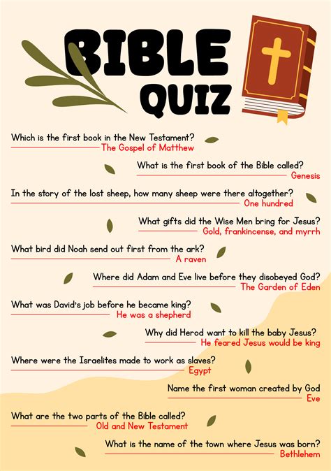 Bible Trivia Questions And Answers Printable