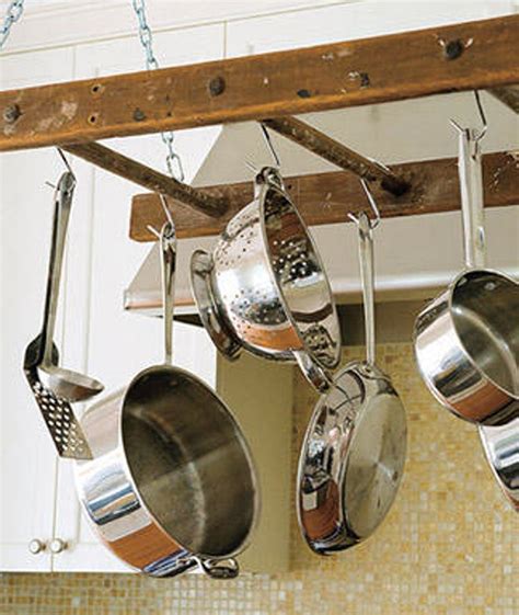Diy Pot Racks For Every Small Space Situation Old Wooden Ladders Pot