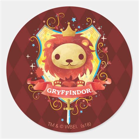 Harry Potter Charming Gryffindor Crest Classic Round Sticker Zazzle