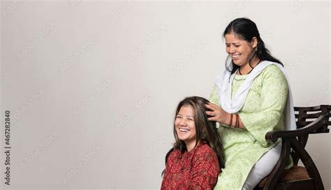 An Indian Girl Getting Her Head Massage By Her Mother Daughter And Mother Love For Mothers Day