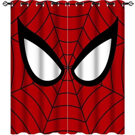 Red Spiderman Blackout Curtains Red Spiderman Print Pattern Eyelet
